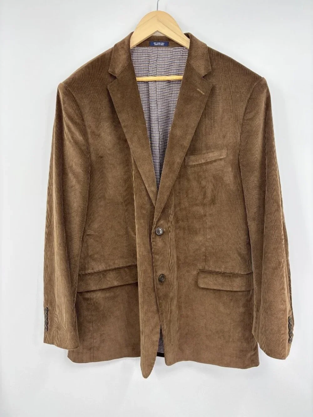 Saddlebred Mens Corduroy Sport Coat Blazer Jacket Brown 46 Long